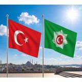 Punto Dizayn Sultan Abdülmecid Efendi Kişisel Hilafet Bayrağı ve Alpaka Kumaş Türk Bayrağı 2'li Set 70X105CM