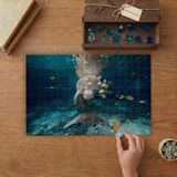 Punto Dizayn Suyun Altında Deniz Ineği Tasarımı 240 Parça Ahşap Puzzle Ahşap Kutuda MPY50125