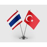 Punto Dizayn Tayland ve Türkiye Bayrağı Ikili Saten Masa Bayrağı Takımı