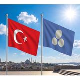 Punto Dizayn Timur Devleti Bayrağı ve Alpaka Kumaş Türk Bayrağı 2'li Set 70X105CM