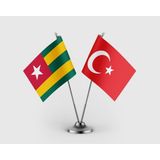 Punto Dizayn Togo Bayrağı ve Türkiye Bayrağı Ikili Saten Masa Bayrağı Takımı