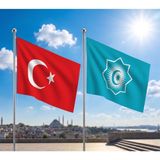 Punto Dizayn Türk Devletleri Teşkilatı Bayrağı ve Alpaka Kumaş Türk Bayrağı 2'li Set 70X105CM