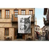 Punto Dizayn Türk Yazılı Bozkurt Bayrağı 140GR Premium Raşel Kumaş 300X450CM