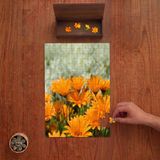 Punto Dizayn Turuncu Çiçekler - Çiçek Bahçesi Tasarımı 240 Parça Ahşap Puzzle Ahşap Kutuda PD00169