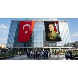 Punto Dizayn Üniformalı Gazi Mustafa Kemal Atatürk- Ay Yıldız Bayrak Bayrak ve Türk Bayrağı Premium Raşel Kumaş 2'li Set 10X15 Metre ATA17