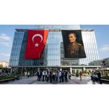 Punto Dizayn Üniformalı Gazi Mustafa Kemal Atatürk Bayrak ve Türk Bayrağı Premium Raşel Kumaş 2'li Set 10X15 Metre Ata9