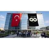 Punto Dizayn Unutmadık Yazılı Sonsuz Işaretli Atatürk Anma Bayrağı Bayrak ve Türk Bayrağı Premium Raşel Kumaş 2'li Set 10X15 Metre ATA48