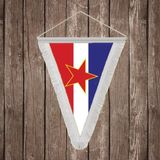 Punto Dizayn Yugoslavya Sosyalist Federal Cumhuriyeti Beyaz Saçaklı Üçgen Flama Bayrak Hatıra Flama