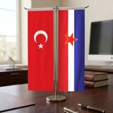 Punto Dizayn Yugoslavya ve Türkiye Bayrağı Kırlangıç T tipi Masa Bayrak Takımı