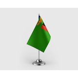 Punto Dizayn Zambiya Cumhuriyeti Tekli Saten Masa Bayrağı Seti