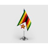 Punto Dizayn Zimbabve Devleti Tekli Saten Masa Bayrağı Seti