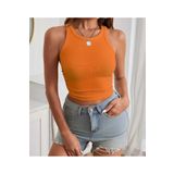 Pupa Kadın Turuncu Halter Yaka Fitilli Crop Bluz