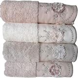 Pupilla Bambu Nakışlı Lena Gül El-Yüz Havlu 50X90CM 4 Lü Paket - 001-Renkli - 50 x 90 cm
