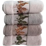 Pupilla Baskılı Penye Nakışlı Yaprak Nomi El-Yüz Havlu 50X90CM 4'lü Paket - 001-Renkli - 50 x 90 cm