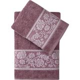 Pupilla Collection Bella %100 Pamuk 2'Li Banyo Havlu Seti (50*90+70*140) - Mor - 50 x 90 cm