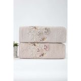 Pupilla Collection Bomonti 50*90 Bambu 2'li 3 Boyutlu Nakışlı Yüz Havlusu Açık Pudra-Bej - 50 x 90 cm - Açık Pudra - Bej