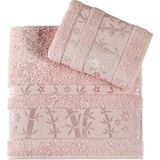 Pupilla Collection Elit Pastel Bambu 2'li Banyo Havlu Seti (50*90+70*140) -Pudra - 50 x 90 cm