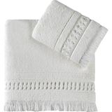 Pupilla Collection Elmira Penye El Işi 2'li Banyo Havlu Seti (50*90+70*140) - Ekru - 50 x 90 cm