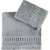 Pupilla Collection Elmira Penye El Işi 2'li Banyo Havlu Seti (50*90+70*140) - Gri - 50 x 90 cm