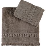 Pupilla Collection Elmira Penye El Işi 2'li Banyo Havlu Seti (50*90+70*140) - Kahve - 50 x 90 cm