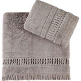 Pupilla Collection Elmira Penye El Işi 2'li Banyo Havlu Seti (50*90+70*140) - Lila - 50 x 90 cm