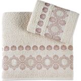Pupilla Collection Heidi Pamuk 2'li Banyo Havlu Seti (50*90+70*140) -Krem - 50 x 90 cm