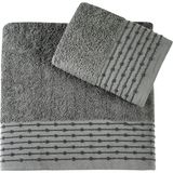 Pupilla Collection Lona %100 Pamuk 2'Li Banyo Havlu Seti (50*90+70*140) - Gri - 50 x 90 cm