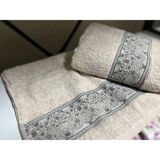 Pupilla Etnik Desen Jakarlıdray El Yüz Havlusu - 50 x 90 cm - Cappuccino - Krem
