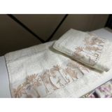 Pupilla Palmiye Desenli Bambu El Yüz Havlusu - 50 x 90 cm - Krem