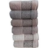 Pupilla Penye Jakarlı Girit El-Yüz Havlu Takımı 50X90CM 6'lı Paket - 001-Renkli - 50 x 90 cm