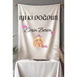 Puppetzzz Barbie Temalı Doğum Günü İsme Özel Flama Afiş Duvar Halısı Büyük Boy