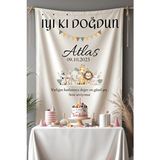Puppetzzz Kişiye Özel Büyük Ebat Iyi Ki Doğdun Safari Temalı Doğum Günü Flaması Duvar Örtüsü Halısı - 100 x 150 cm