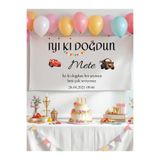 Puppetzzz Şimşek Mcqueen isimli Doğum Günü Flaması Arka Fon Afiş 100x65 cm Yatay Banner