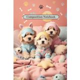 Puppy Pals Pajama Party – Pastel Coral Notebook with Cute Sleepy Dogs in Pajamas & Plush Toys: 6" x 9" Kawaii Journal for Kids & Teens – Fluffy ... with Eye Masks, Bones & Cozy Sleepover Vibes
