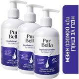Pur Bella TÜY DÖKÜCÜ 3'LÜ KREM 250 ML Yeni Daha Etkili Formül 6 Dakikada Etkili Aloe Vera & E Vitaminli