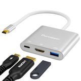 Purcopper USB C - HDMI Multiport Adaptörü, 4K HDMI Bağlantı Noktası ve PD Max 100W Şarj ve USB 3.0 OTG Veri Bağlantı Noktası Dijital AV Dönüştürücü MacBook Pro/Air, iPad Pro/Air, iPhone 15 Serisi, Anahtar