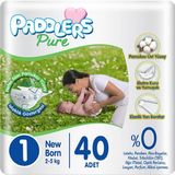 Pure 1 Numara Yenidoğan 2-5 kg Ekonomi Paketi Bebek Bezi (1 x 40 Adet) - S