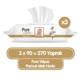 Pure Baby 90'lı 3 Paket Organik Pamuklu Islak Havlu