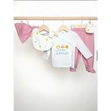 Pure Baby Natura 5'li Bebek Takımı, Zıbın,şapka, Eldiven, Hastane Çıkış Seti - 6 - 9 Ay - 002-Pembe