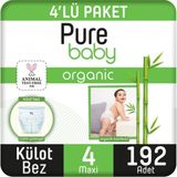 Pure Baby Organic Bambu Özlü No:4 Maxi 192 Adet Külot Bebek Bezi