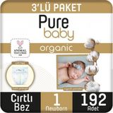 Pure Baby Organic No:1 Yenidoğan 192 Adet Bebek Bezi
