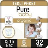 Pure Baby Organic No:6 XLarge 32 Adet Bebek Bezi