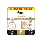 Pure Baby Organik Pamuklu Cırtlı Bez Ekonomik Paket 5 No Junior