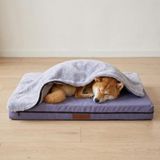 Pure Comfort, Çıkarılabilir Peluş Battaniyeli, Su Geçirmez İç Alezli, 4 Mevsim Kedi Ve Köpek Yatağı (Gri, Medium)