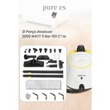 pure es 2000W 5Bar Profesyonel Buharlı Temizleyici 160°C Yüksek Isı 21 Parça Aksesuar