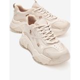Pure Kadın Krem Yüksek Taban Sneaker Bağcıklı Spor Ayakkabı