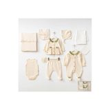 Pure Kids Store Kutulu %100 Organik Pamuk Fitilli Kumaş 10 Parça Kız Bebek Çiçekli Hastane Çıkış Seti