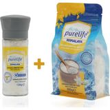 Pure Life Himalaya Tuzu - SET - Granül Kristal Kaya Tuzu Beyaz 500g + Seramik Değirmenli 120g - 620 gr