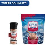 Pure Life Himalaya Tuzu - SET - Granül Kristal Kaya Tuzu Pembe 500g + Seramik Değirmenli 120g - 620 gr