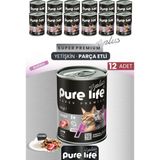 Pure Life Plus 12'li Kuzulu Yetişkin Kedi Chunk Konserve Parça Etli Yaş Mama 400 gr - 20000